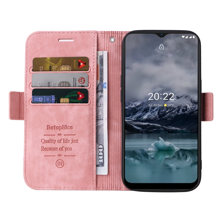 For Nokia G21 BETOPNICE Dual-side Buckle Leather Phone Case(Pink) - Nokia Cases by BETOPNICE | Online Shopping UK | buy2fix