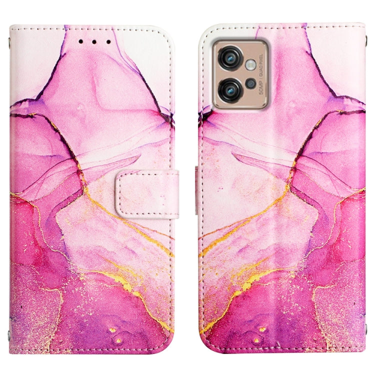 For Motorola Moto G32 PT003 Marble Pattern Flip Leather Phone Case(Pink Purple) by buy2fix