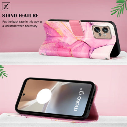 For Motorola Moto G32 PT003 Marble Pattern Flip Leather Phone Case(Pink Purple) by buy2fix