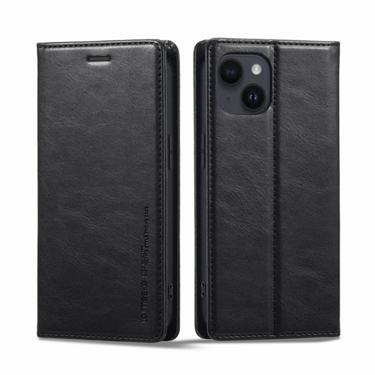 For iPhone 14 Plus LC.IMEEKE RFID Anti-theft Leather Phone Case(Black) - iPhone 14 Plus Cases by LC.IMEEKE | Online Shopping UK | buy2fix