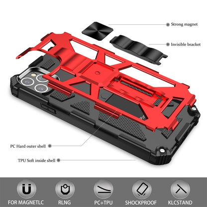 For iPhone 11 Pro Armor Shockproof TPU + PC Magnetic Protective Case with Holder(Red) by buy2fix