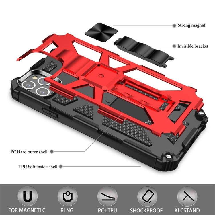 For iPhone 11 Pro Max Armor Shockproof TPU + PC Magnetic Protective Case with Holder(Red) by buy2fix