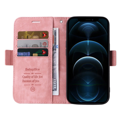 For iPhone 12 Pro Max BETOPNICE Dual-side Buckle Leather Phone Case(Pink) - iPhone 12 Pro Max Cases by BETOPNICE | Online Shopping UK | buy2fix