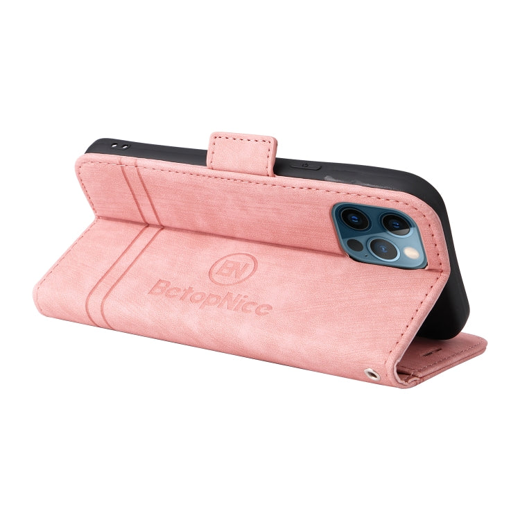 For iPhone 12 Pro Max BETOPNICE Dual-side Buckle Leather Phone Case(Pink) - iPhone 12 Pro Max Cases by BETOPNICE | Online Shopping UK | buy2fix