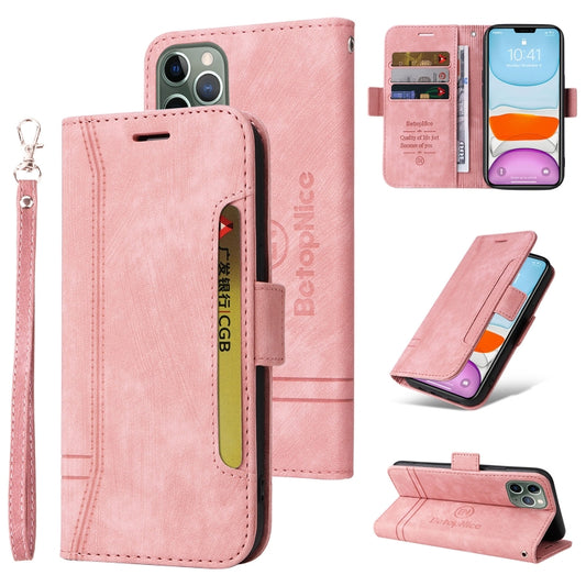 For iPhone 11 Pro Max BETOPNICE Dual-side Buckle Leather Phone Case(Pink) - iPhone 11 Pro Max Cases by BETOPNICE | Online Shopping UK | buy2fix