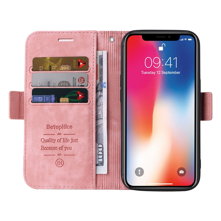 For iPhone X / XS BETOPNICE Dual-side Buckle Leather Phone Case(Pink) - More iPhone Cases by BETOPNICE | Online Shopping UK | buy2fix