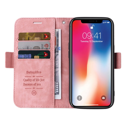 For iPhone X / XS BETOPNICE Dual-side Buckle Leather Phone Case(Pink) - More iPhone Cases by BETOPNICE | Online Shopping UK | buy2fix