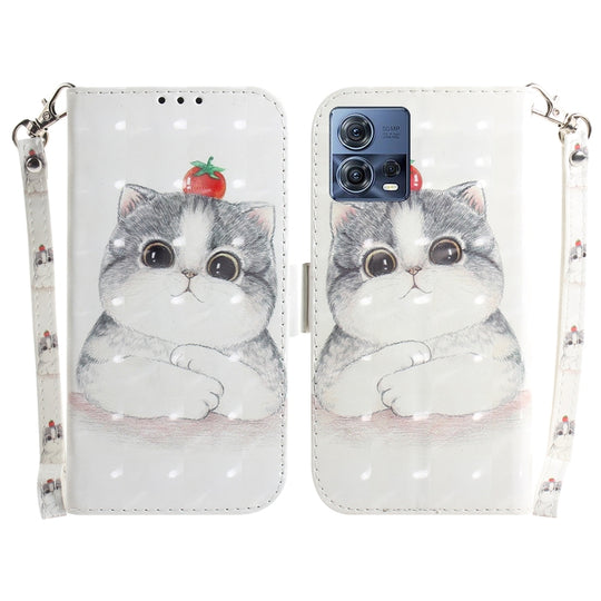 For Motorola Moto S30 Pro 5G/Edge 30 Fusion 5G 3D Colored Horizontal Flip Leather Phone Case(Cute Cat)