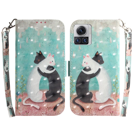For Motorola Moto X30 Pro 5G / Edge 30 Ultra 5G 3D Colored Horizontal Flip Leather Phone Case(Black White Cat)