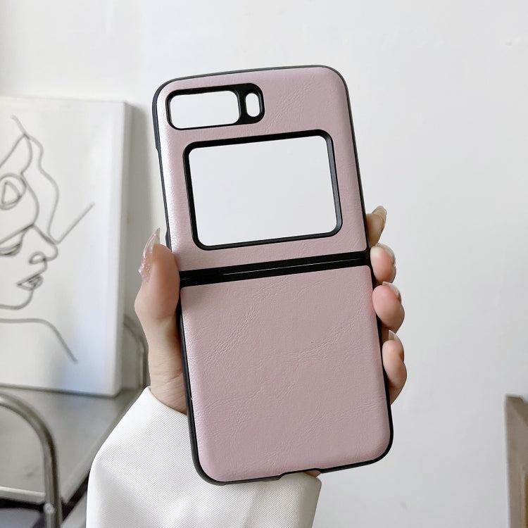 For Motorola Moto Razr 2022 Cowhide Texture PU Phone Case(Pink) by buy2fix