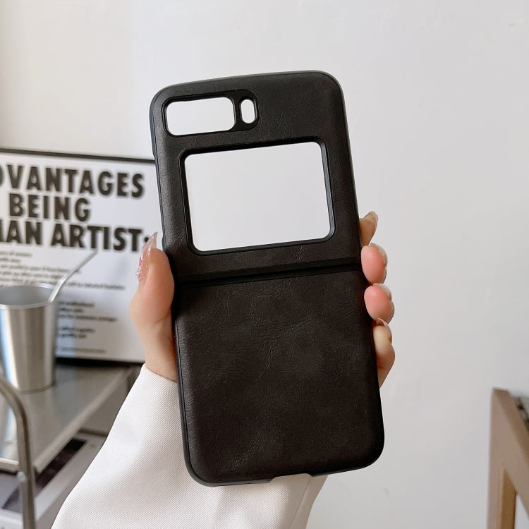 For Motorola Moto Razr 2022 Cowhide Texture PU Phone Case(Black) by buy2fix