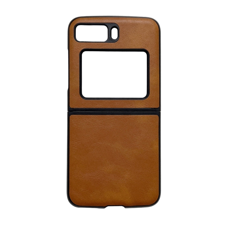 For Motorola Moto Razr 2022 Cowhide Texture PU Phone Case(Brown) by buy2fix