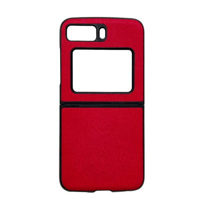 For Motorola Moto Razr 2022 Wood Texture PU Phone Case(Red) by buy2fix