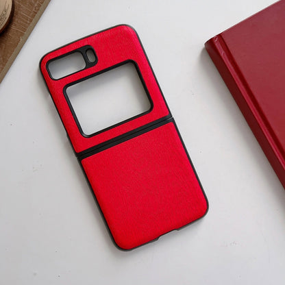 For Motorola Moto Razr 2022 Wood Texture PU Phone Case(Red) by buy2fix