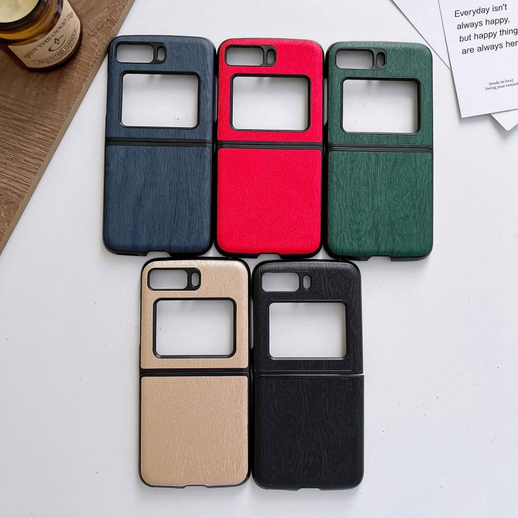 For Motorola Moto Razr 2022 Wood Texture PU Phone Case(Green) by buy2fix