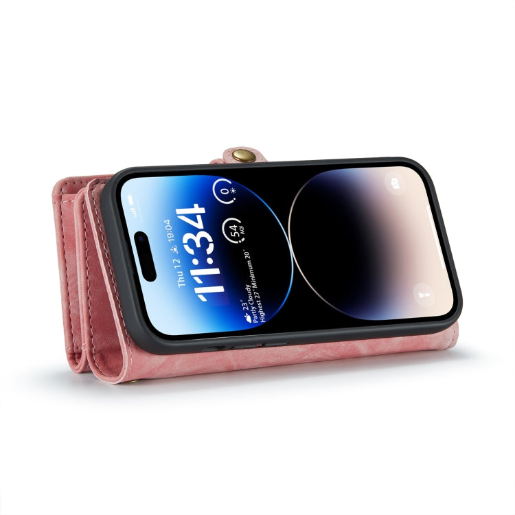 For iPhone 14 Pro CaseMe 008 Detachable Multifunctional Leather Phone Case(Pink) - iPhone 14 Pro Cases by CaseMe | Online Shopping UK | buy2fix