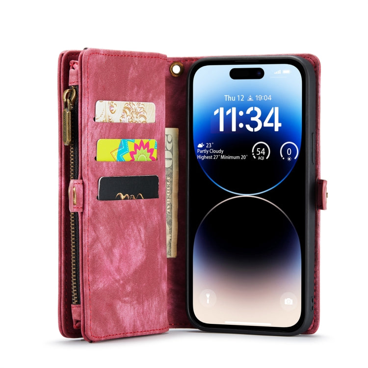 For iPhone 14 Pro Max CaseMe 008 Detachable Multifunctional Leather Phone Case(Red) - iPhone 14 Pro Max Cases by CaseMe | Online Shopping UK | buy2fix