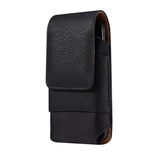 For 7.0 inch Mobile Phone Cowhide Texture Oxford Cloth Waist Bag(Black) -  by buy2fix | Online Shopping UK | buy2fix