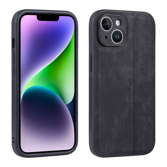 For iPhone 14 AZNS 3D Embossed Skin Feel Phone Case(Black) - iPhone 14 Cases by AZNS | Online Shopping UK | buy2fix
