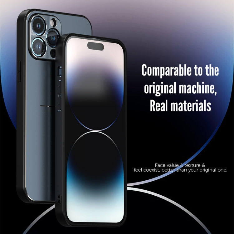 For iPhone 14 R-JUST RJ52 3-Line Style Metal TPU Shockproof Phone Case(Silver) - iPhone 14 Cases by R-JUST | Online Shopping UK | buy2fix