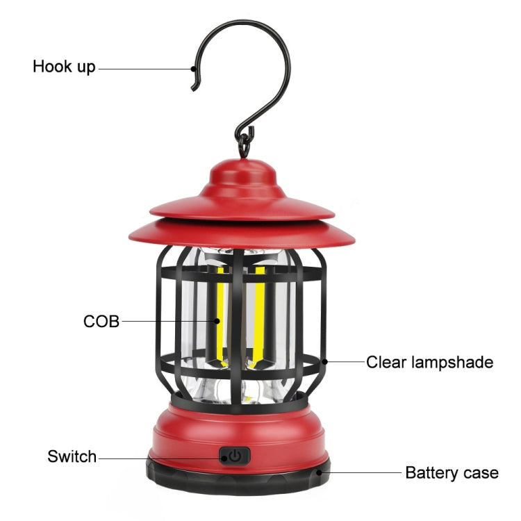 Portable Retro Hanging Lamp Lantern Camping Tent Light, Type:USB Charging(Black) by buy2fix