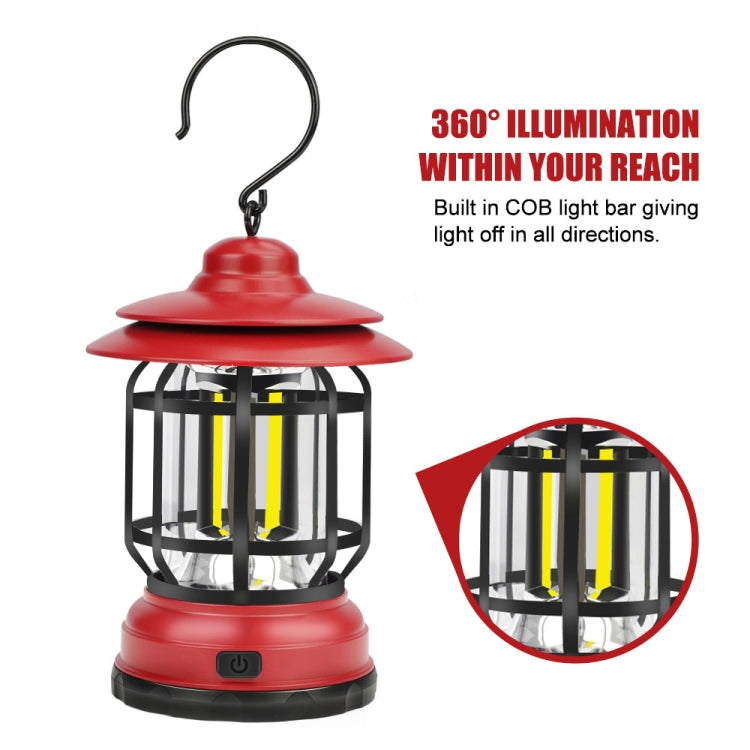 Portable Retro Hanging Lamp Lantern Camping Tent Light, Type:USB Charging(Black) by buy2fix