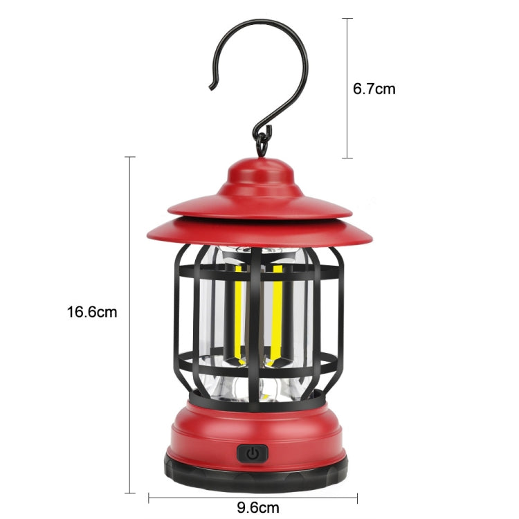 Portable Retro Hanging Lamp Lantern Camping Tent Light, Type:USB Charging(Black) by buy2fix