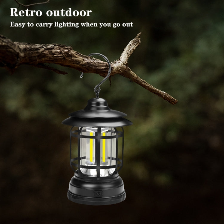 Portable Retro Hanging Lamp Lantern Camping Tent Light, Type:USB Charging(Black) by buy2fix