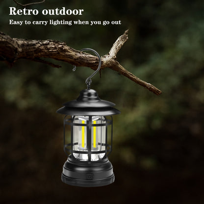 Portable Retro Hanging Lamp Lantern Camping Tent Light, Type:USB Charging(Black) by buy2fix