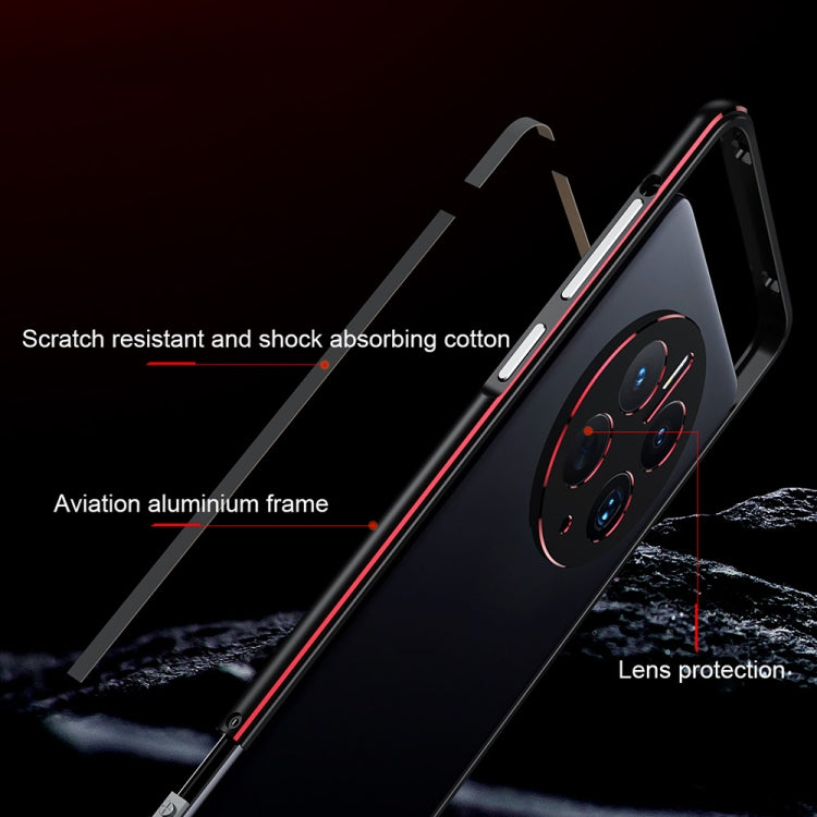 For Huawei Mate 50 Pro LK Aurora Metal Phone Frame with Lens Cover(Black Blue) - Huawei Cases by buy2fix | Online Shopping UK | buy2fix