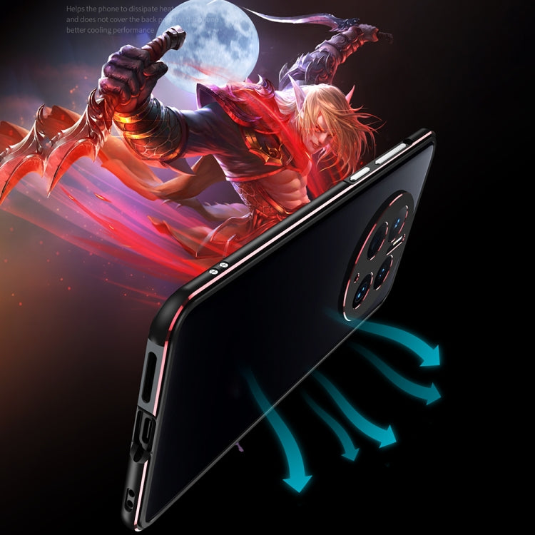 For Huawei Mate 50 Pro LK Aurora Metal Phone Frame with Lens Cover(Black Red) - Huawei Cases by buy2fix | Online Shopping UK | buy2fix