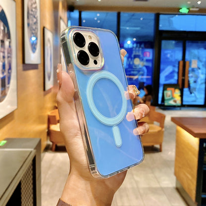 For iPhone 12 Pro Max MagSafe Magnetic Color Plated Phone Case(Blue) by buy2fix