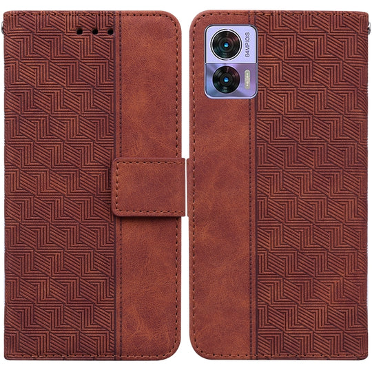 For Motorola Edge 30 Neo / Edge 30 Lite Geometric Embossed Flip Leather Phone Case(Brown)