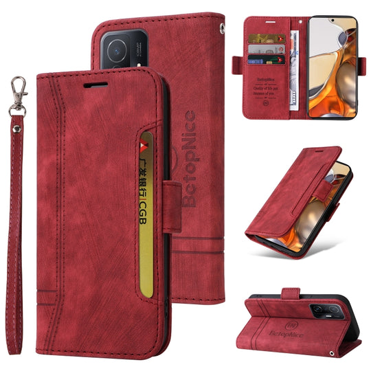 For Xiaomi 11T / 11T Pro BETOPNICE Dual-side Buckle Leather Phone Case(Red)
