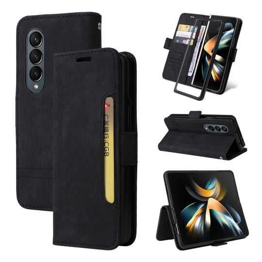For Samsung Galaxy Z Fold4 BETOPNICE Dual-side Buckle Leather Phone Case(Black)