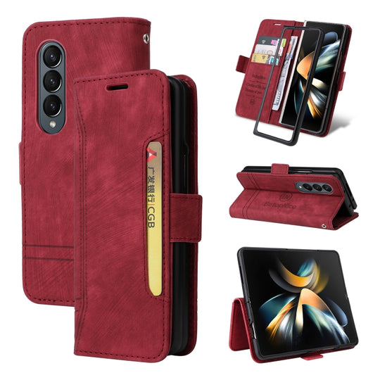 For Samsung Galaxy Z Fold4 BETOPNICE Dual-side Buckle Leather Phone Case(Red)