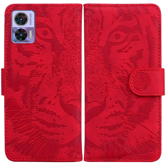 For Motorola Edge 30 Neo / Edge 30 Lite Tiger Embossing Pattern Flip Leather Phone Case(Red)
