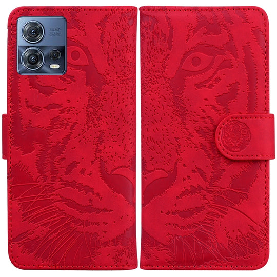 For Motorola Moto S30 Pro 5G / Edge 30 Fusion Tiger Embossing Pattern Flip Leather Phone Case(Red)