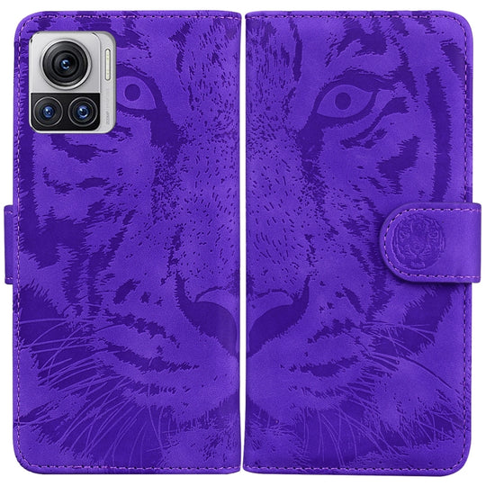 For Motorola Moto X30 Pro 5G / Edge 30 Ultra Tiger Embossing Pattern Flip Leather Phone Case(Purple)