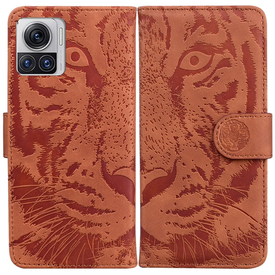 For Motorola Moto X30 Pro 5G / Edge 30 Ultra Tiger Embossing Pattern Flip Leather Phone Case(Brown)