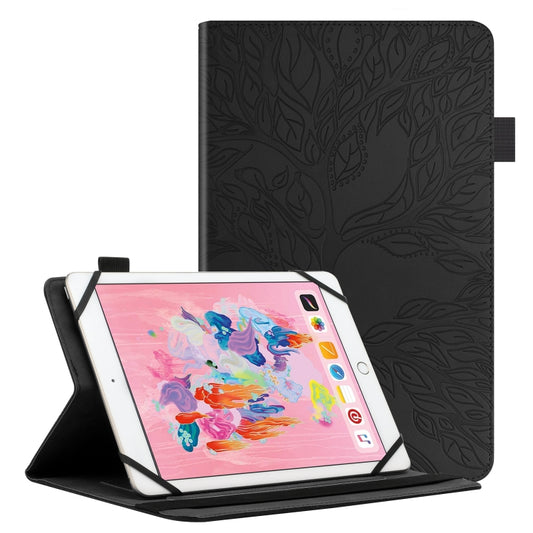 For 8 inch Life Tree Pattern Flip Universal Leather Tablet Case(Black) - 8 inch by buy2fix | Online Shopping UK | buy2fix
