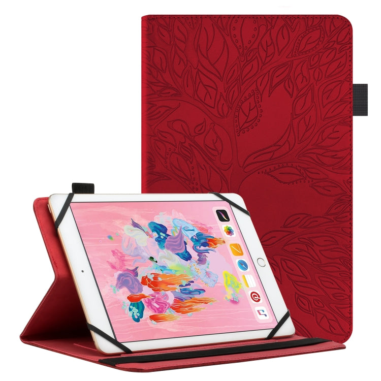For 10 inch Life Tree Pattern Flip Universal Leather Tablet Case(Red) - 10 - 11 inch by buy2fix | Online Shopping UK | buy2fix