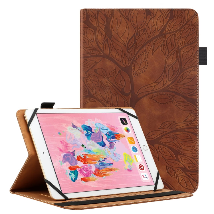 For 10 inch Life Tree Pattern Flip Universal Leather Tablet Case(Brown) - 10 - 11 inch by buy2fix | Online Shopping UK | buy2fix