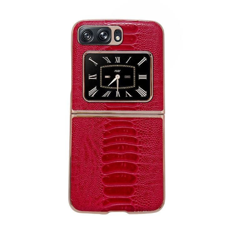 For Motorola Moto Razr 2022 Genuine Leather Weilai Series Nano Plating Phone Case(Red) - Motorola Cases by buy2fix | Online Shopping UK | buy2fix