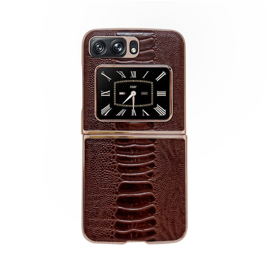For Motorola Moto Razr 2022 Genuine Leather Weilai Series Nano Plating Phone Case(Coffee) - Motorola Cases by buy2fix | Online Shopping UK | buy2fix