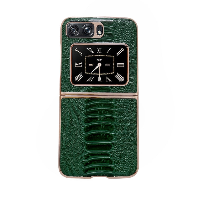 For Motorola Moto Razr 2022 Genuine Leather Weilai Series Nano Plating Phone Case(Green) - Motorola Cases by buy2fix | Online Shopping UK | buy2fix