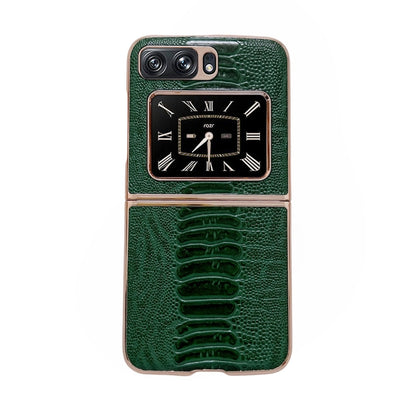 For Motorola Moto Razr 2022 Genuine Leather Weilai Series Nano Plating Phone Case(Green) - Motorola Cases by buy2fix | Online Shopping UK | buy2fix