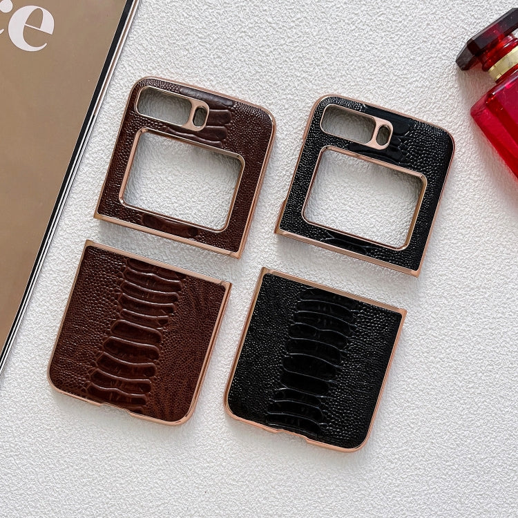 For Motorola Moto Razr 2022 Genuine Leather Weilai Series Nano Plating Phone Case(Black) by buy2fix