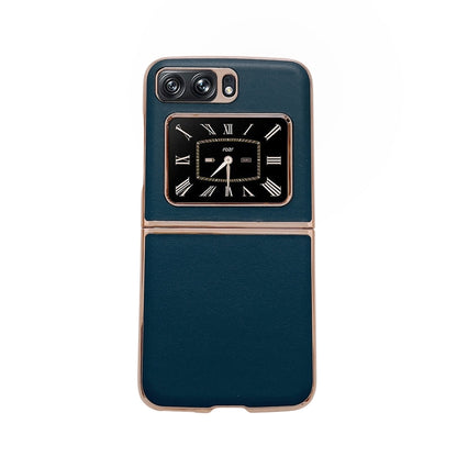For Motorola Moto Razr 2022 Genuine Leather Xiaoya Series Nano Plating Phone Case(Dark Green) - Motorola Cases by buy2fix | Online Shopping UK | buy2fix
