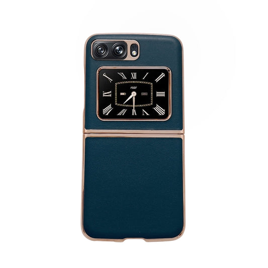 For Motorola Moto Razr 2022 Genuine Leather Xiaoya Series Nano Plating Phone Case(Dark Green) - Motorola Cases by buy2fix | Online Shopping UK | buy2fix